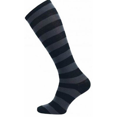 Striped Patterned Socks (Knee High) - Dark Gray and Black