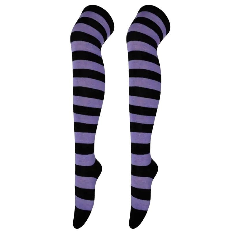 Striped Patterned Socks (Thigh High) - Halloween Themed (3 - Pack)