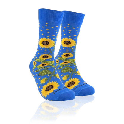 Sunflower Socks from the Sock Panda (Adult Medium - Women's Shoe Sizes 5-10) BlueSunflowerMd