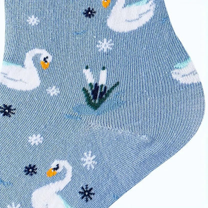 Swan Patterned Socks from the Sock Panda (Adult Medium - Women's Shoe Sizes 5 - 10)