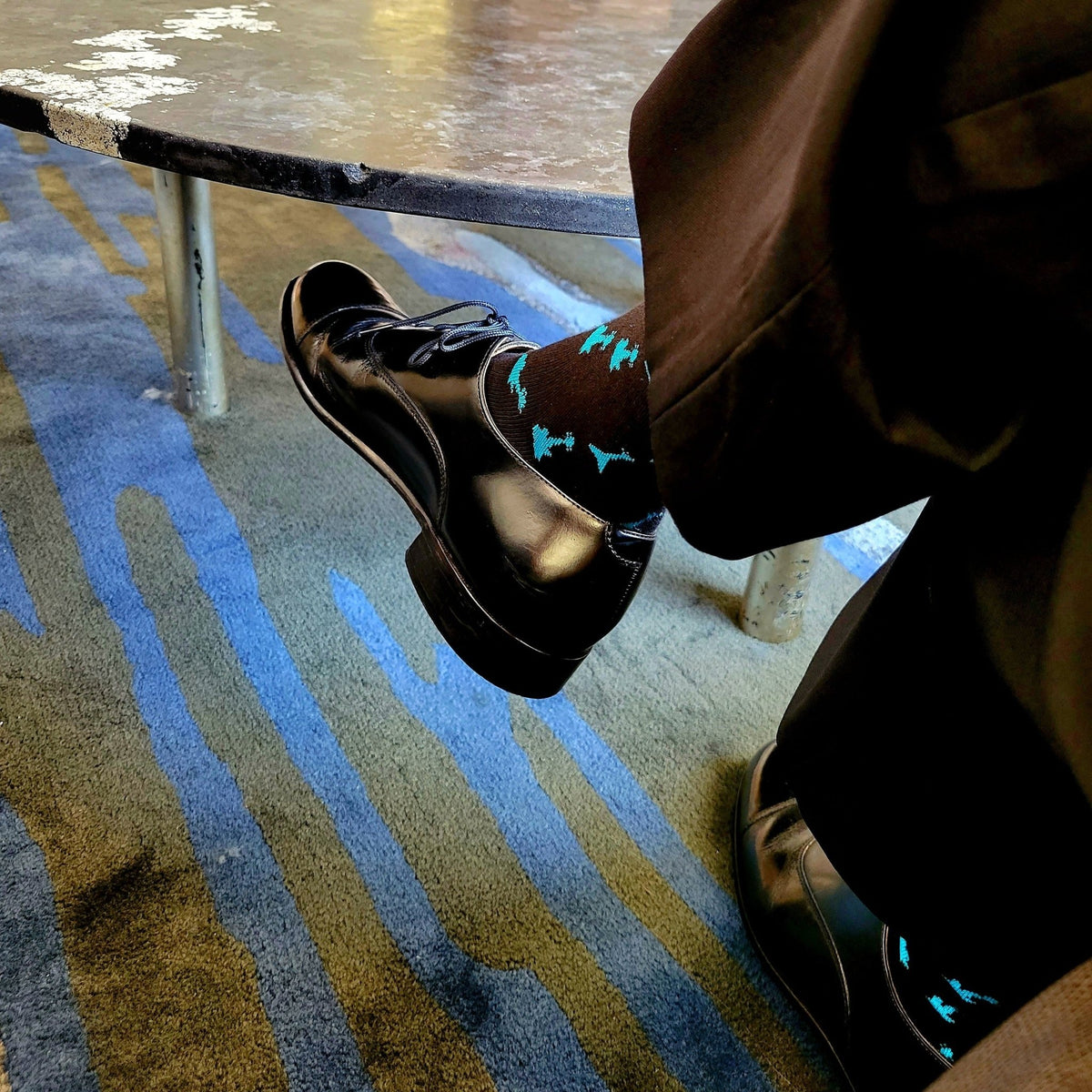 Teal and Black Guitar Patterned Socks from the Sock Panda