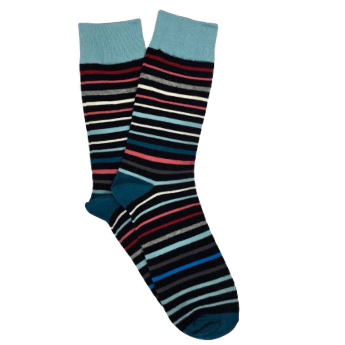 Teal Striped Socks from the Sock Panda (Adult Large - Men's Shoe Sizes 8 - 12)