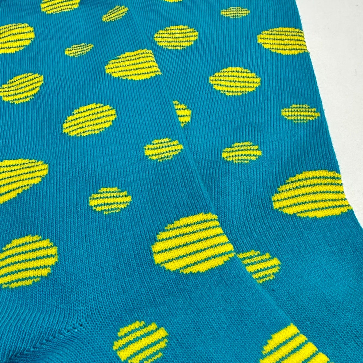 Teal with Yellow Dots Sock from the Sock Panda (Adult Large - Men's Shoe Sizes 8 - 12)