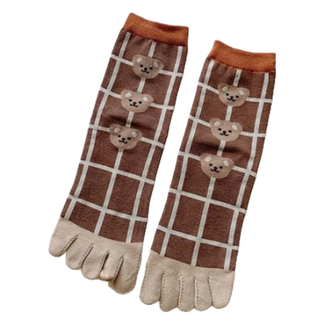 Teddy Bear Pattern Toe Socks (Adult Medium - Women's Shoe Sizes 5 - 10)