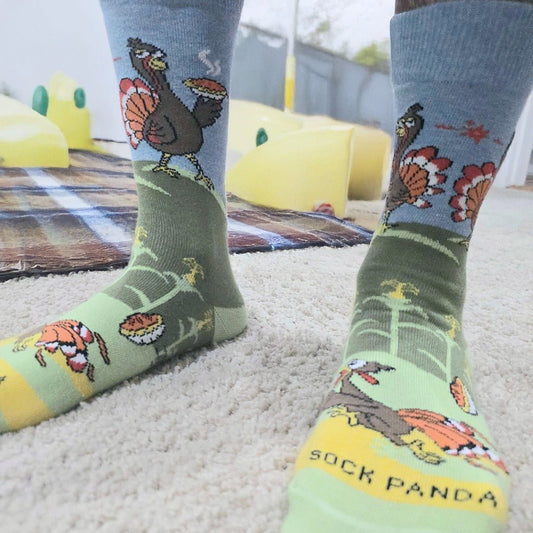 Turkey Pie Fight Socks from the Sock Panda (Adult Small)1
