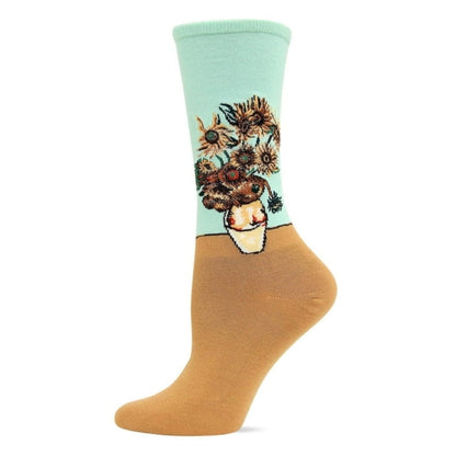 Van Gogh's Sunflowers Crew Socks from the Sock Panda (Adult Medium - Women's Shoe Sizes 5 - 10)