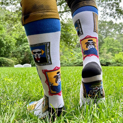 Wall Art Museum Dogs and Cats Socks (Adult Large - Men's Shoe Sizes 8 - 12)