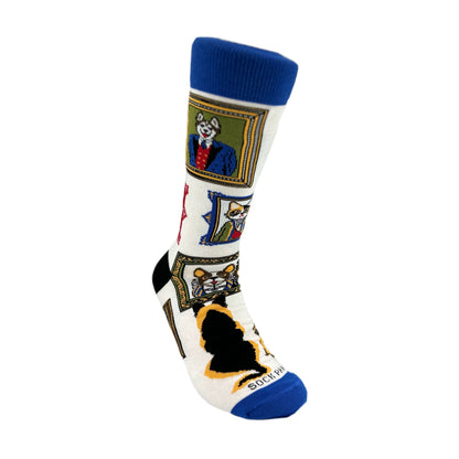 Wall Art Museum Dogs and Cats Socks (Adult Large - Men's Shoe Sizes 8 - 12)