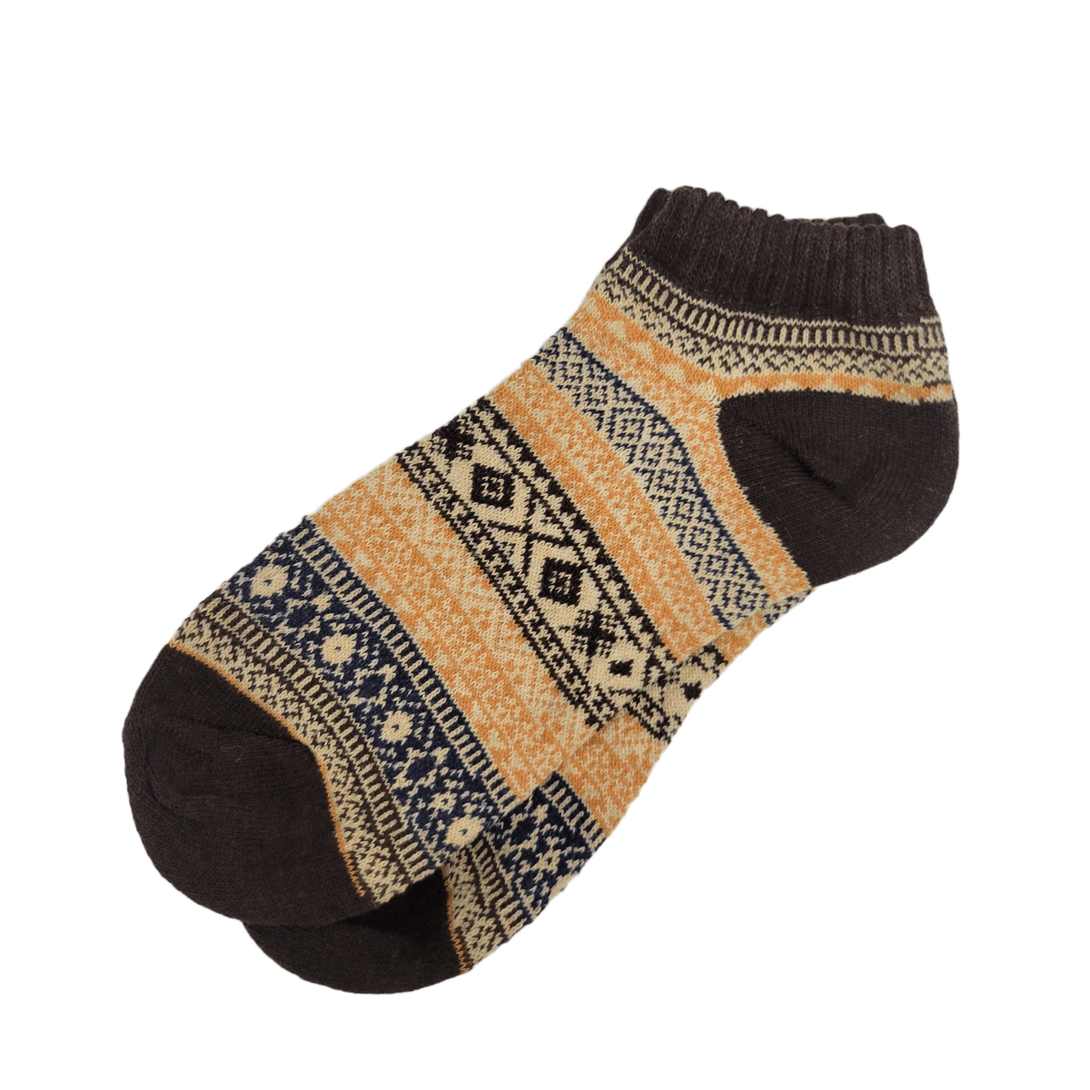 Warm Woolen Block Knitting Ankle Socks (Adult Large)