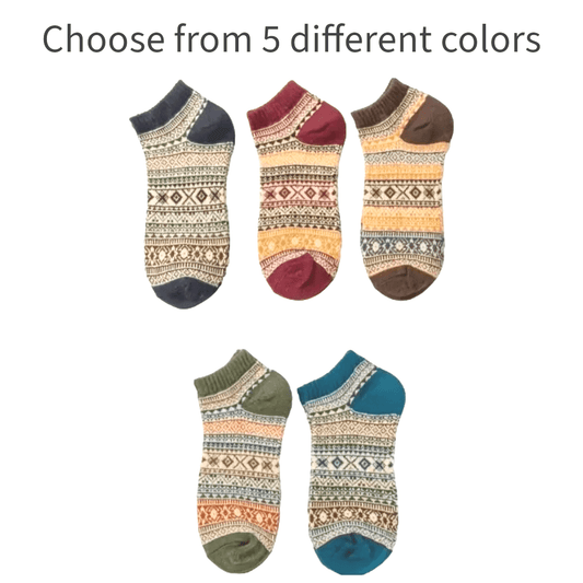 Warm Woolen Block Knitting Ankle Socks (Adult Medium)