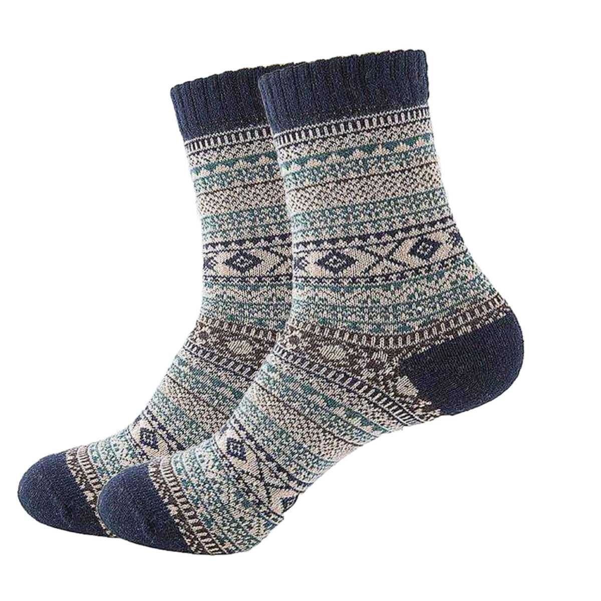 Warm Woolen Block Knitting Socks (Adult Medium - Women's Shoe Sizes 5 - 10)