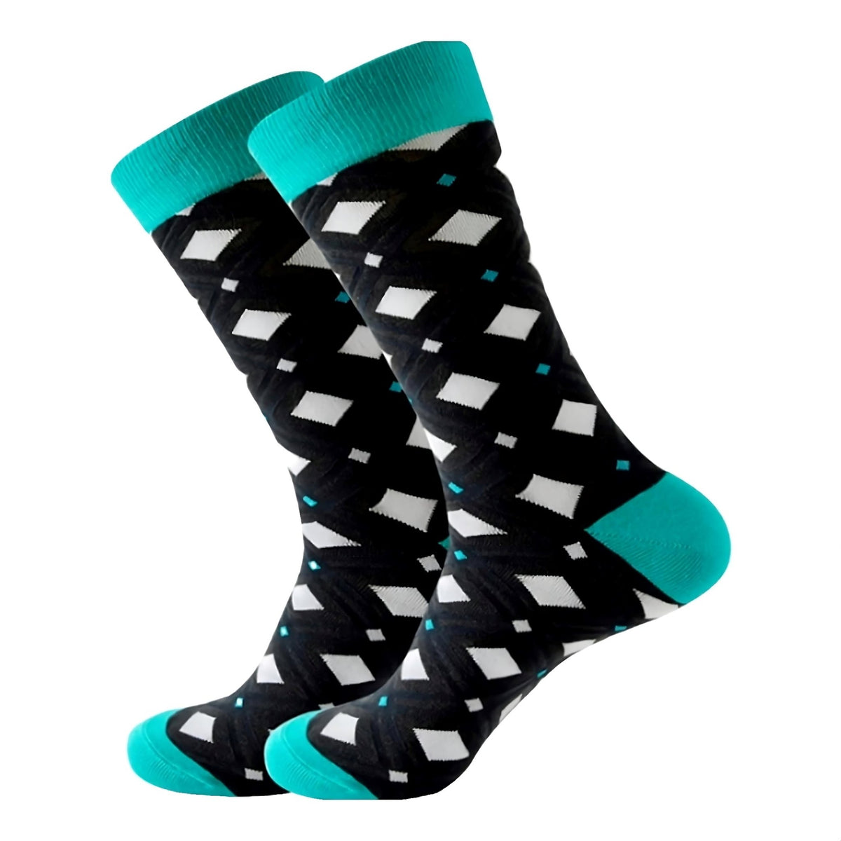 White Diamond on Black Socks from the Sock Panda (Adult Large - Men's Shoe Sizes 8 - 12)