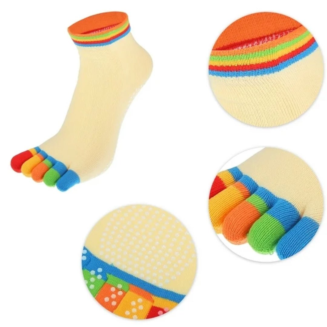 Yellow Yoga Rainbow Toe Socks (Adult Medium - Women's Shoe Sizes 5 - 10)
