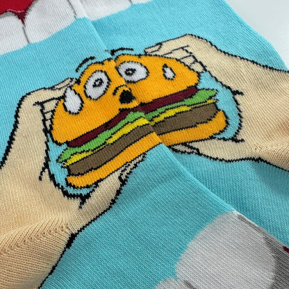 Yummy Hamburger Socks from the Sock Panda (Adult Small - Shoe Sizes 2 - 5)