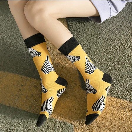 Zebra Face Socks (Adult Medium - Women's Shoe Sizes 5 - 10)