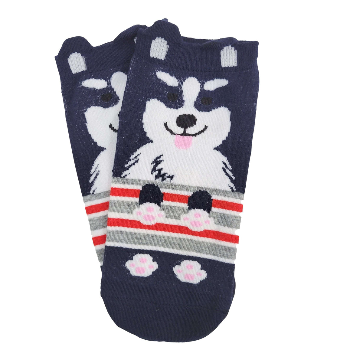 Blue Puppy Dog Ankle Socks (Adult Medium - Women's Shoe Sizes 5-10)