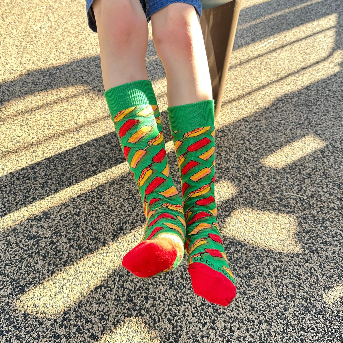 Hot Dog Picnic Socks from the Sock Panda (Adult Small - Shoe Sizes 2-5)