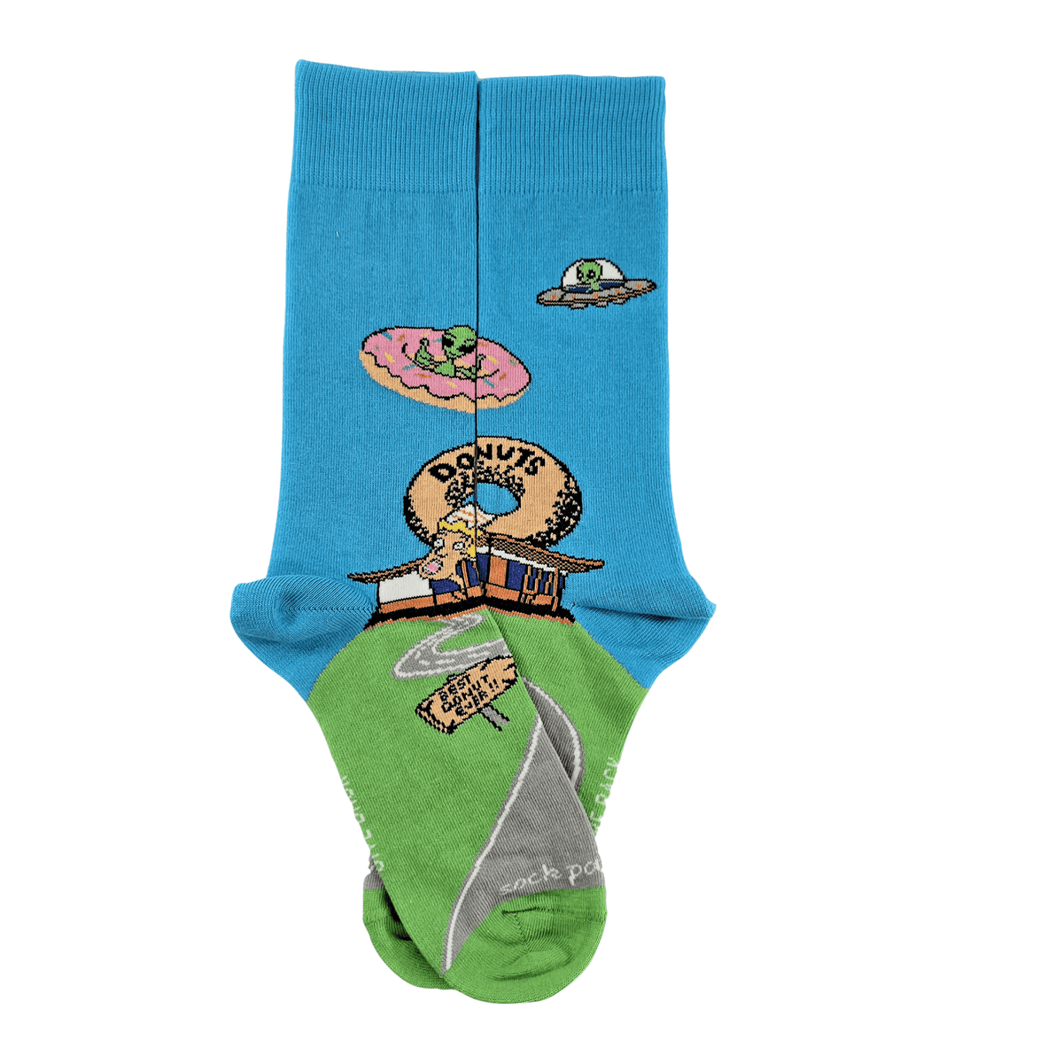 Alien Spaceships Love Donuts from the Sock Panda (Adult Medium - Women's Shoe Sizes 5 - 10)