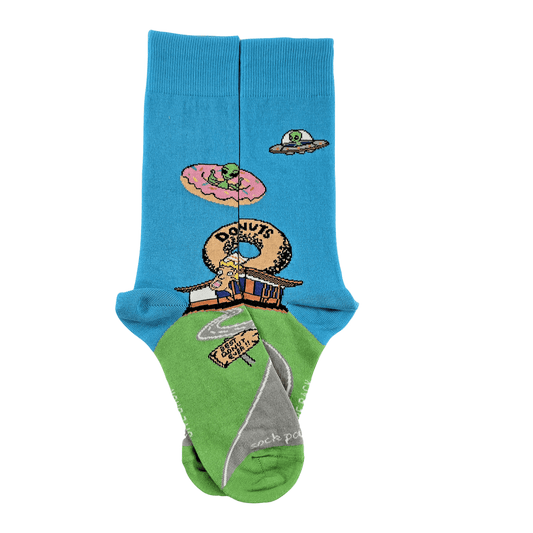 Alien Spaceships Love Donuts from the Sock Panda (Adult Medium - Women's Shoe Sizes 5 - 10)