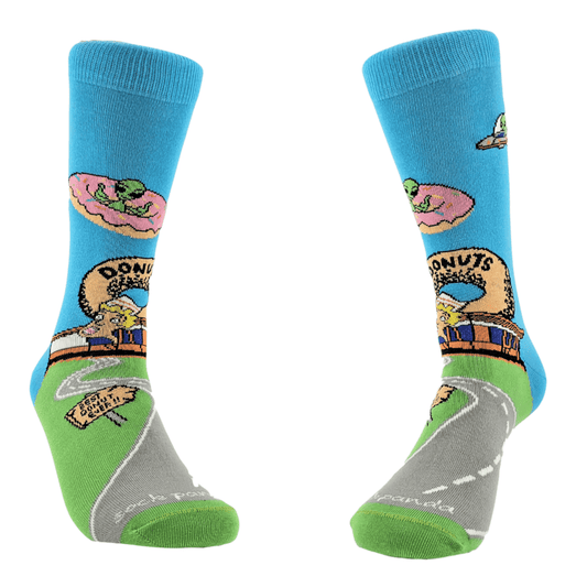 Alien Spaceships Love Donuts from the Sock Panda (Adult Medium - Women's Shoe Sizes 5 - 10)