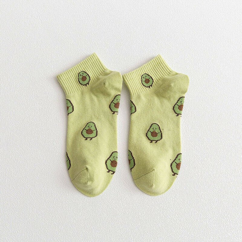 Avocado Patterned Short Ankle Socks (Adult Medium - Women's Shoe Sizes 5 - 10)