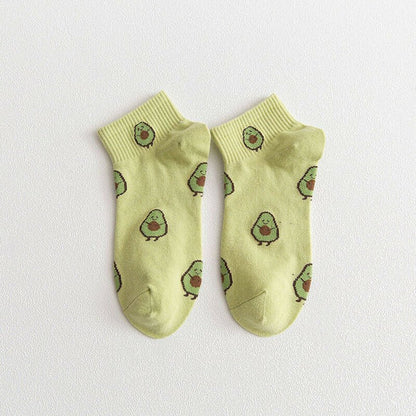 Avocado Patterned Short Ankle Socks (Adult Medium - Women's Shoe Sizes 5 - 10)