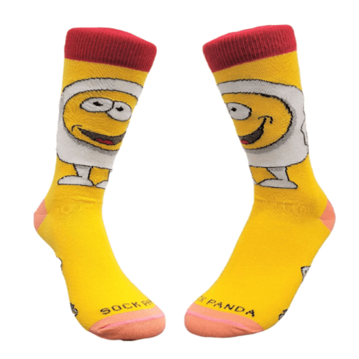 Bacon and Eggs - The Ultimate Partnership Sock (Left / Right) from the Sock Panda (Adult Small - Shoe Sizes 2 - 5)