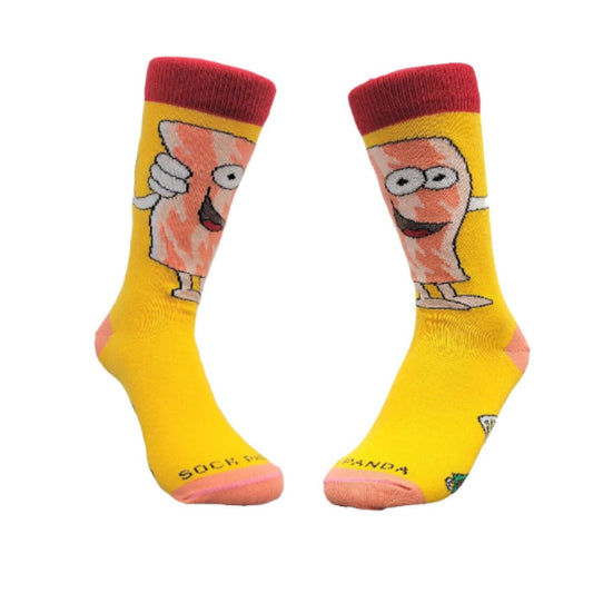 Bacon and Eggs - The Ultimate Partnership Sock (Left / Right) from the Sock Panda (Adult Small - Shoe Sizes 2 - 5)