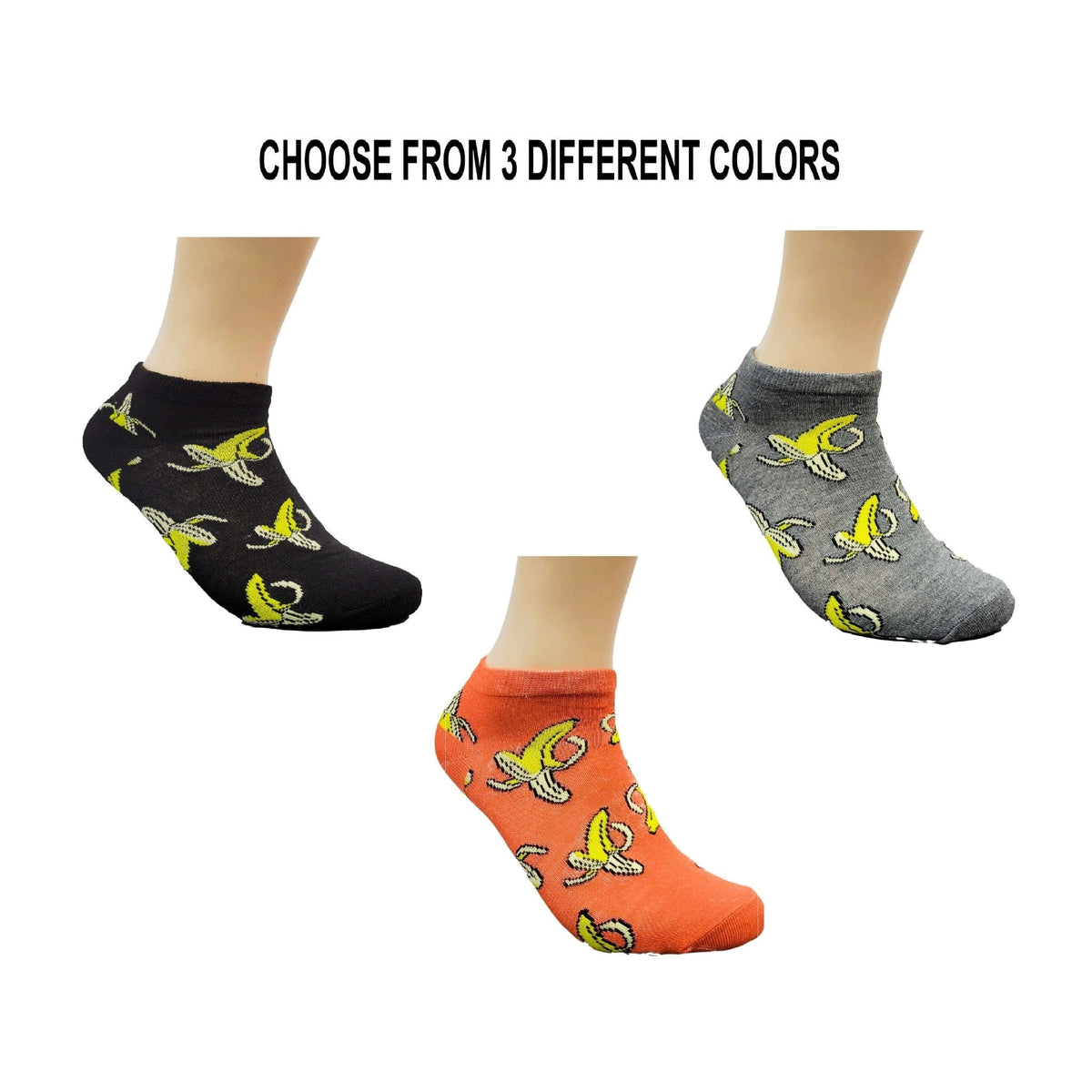Banana Patterned Ankle Socks (Adult Medium - Women's Shoe Sizes 5 - 10)