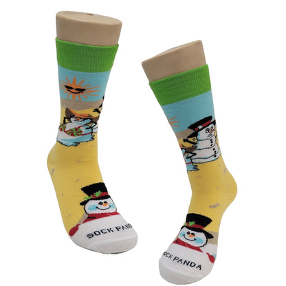 Beach Snowmen Socks from the Sock Panda (Adult Small - Shoe Sizes 2 - 5)