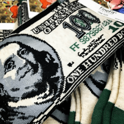 Benjamin Franklin 100 Dollar Bill Socks (Adult Large)