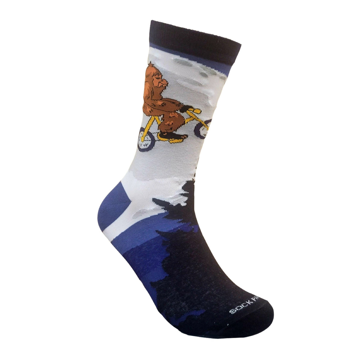 Big Foot Riding a Bike by the Moon Socks from the Sock Panda (Adult Medium - Women's Shoe Sizes 5 - 10)