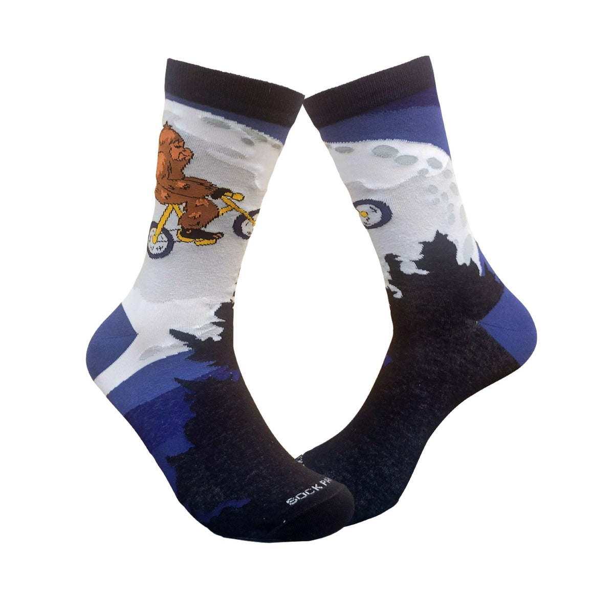 Big Foot Riding a Bike by the Moon Socks from the Sock Panda (Adult Medium - Women's Shoe Sizes 5 - 10)