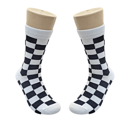 Black and White Checkered Socks from the Sock Panda (Adult Large - Men's Shoe Sizes 8 - 12)