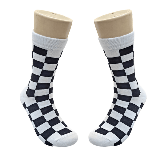 Black and White Checkered Socks from the Sock Panda (Adult Large - Men's Shoe Sizes 8 - 12)