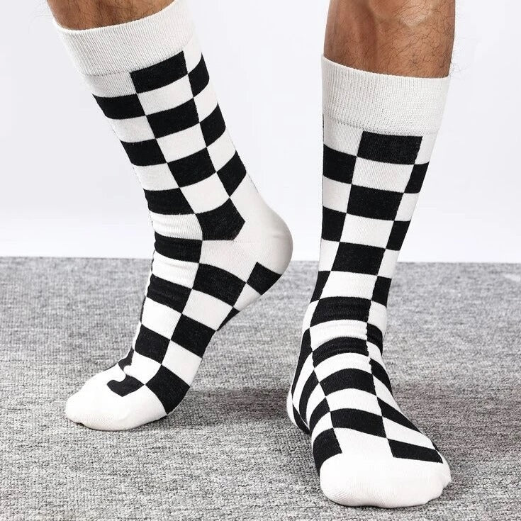 Black and White Checkered Socks from the Sock Panda (Adult Large - Men's Shoe Sizes 8 - 12)