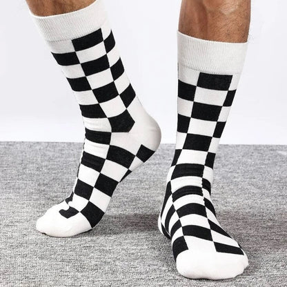 Black and White Checkered Socks from the Sock Panda (Adult Large - Men's Shoe Sizes 8 - 12)