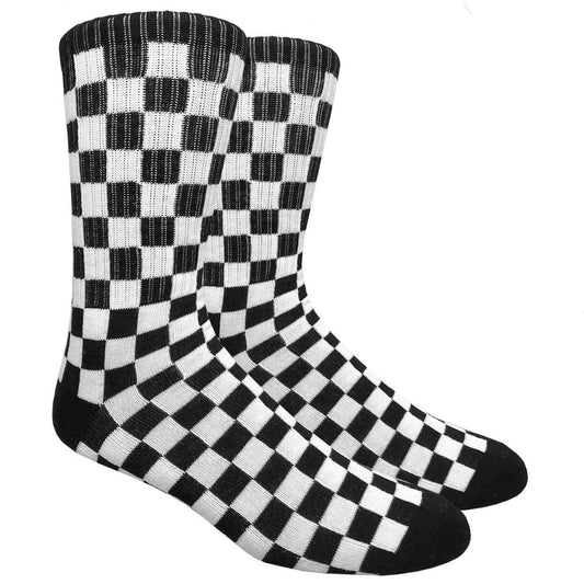 Black & White Checkered Socks (Adult Large - Men's Shoe Sizes 8 - 12)
