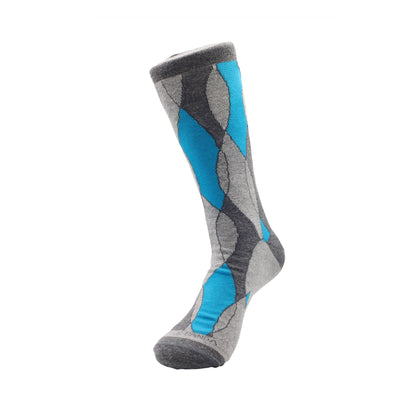 Blue and Grey Wavy Pattern Office Socks (Adult Large - Shoes Sizes 8 - 13)