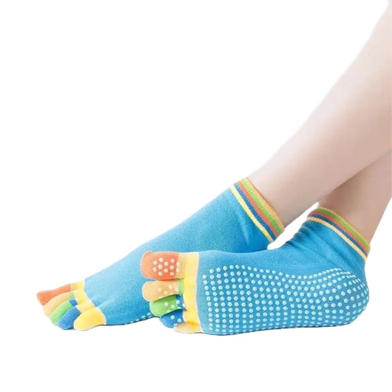 Blue Yoga Rainbow Toe Socks (Adult Medium - Women's Shoe Sizes 5 - 10)