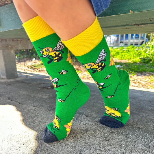 Busy Bee Socks from the Sock Panda (Adult Small - Shoe Sizes 2 - 5)
