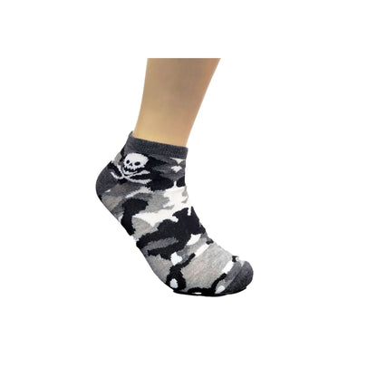 Camouflage With Skulls Ankle Socks (Adult Medium - Women's Shoe Sizes 5 - 10)