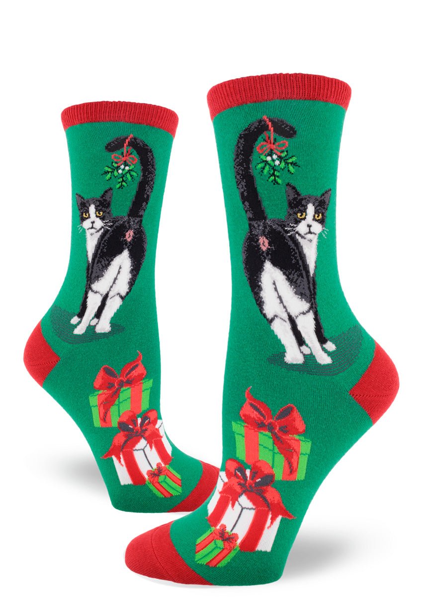 Cat Butt Christmas Women's Crew Socks (Adult Medium - Women's Shoe Sizes 5 - 10)