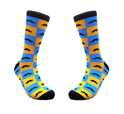 Checkered Mustache Patterned Socks from the Sock Panda (Adult Large)