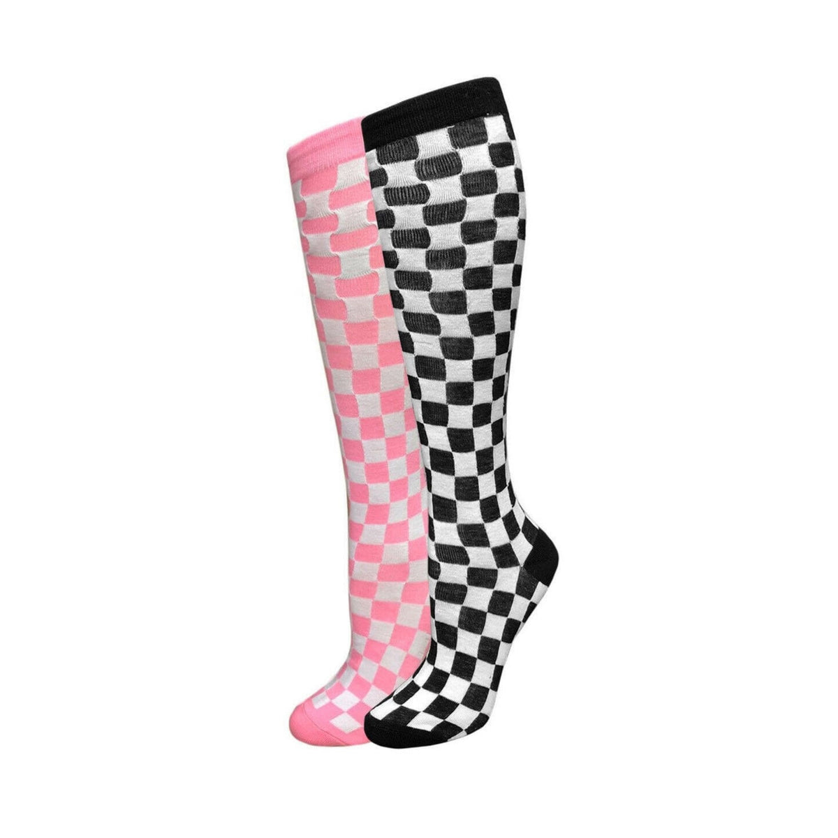Checkered Pattern Knee High Socks (Adult Medium - Women's Shoe Sizes 5 - 10)