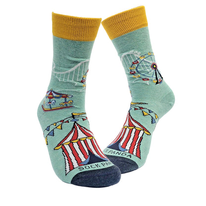 Circus Scene Roller Coaster Socks from the Sock Panda (Adult Small - Shoe Sizes 2 - 5)
