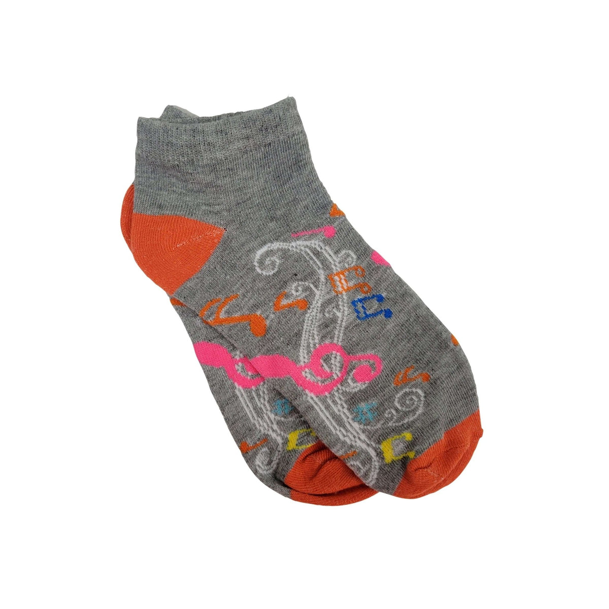 Colorful Music Note Pattern Ankle Socks (Adult Medium - Women's Shoe Sizes 5 - 10)