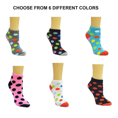 Colorful Polka Dot Patterned Ankle Socks (Adult Medium - Women's Shoe Sizes 5 - 10)