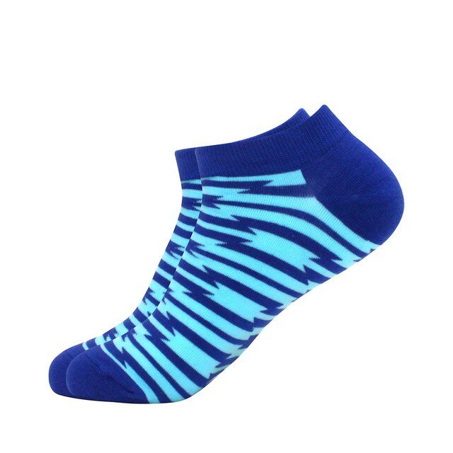 Cool Blue Patterned Ankle Socks (Adult Large - Men's Shoe Sizes 8 - 12)