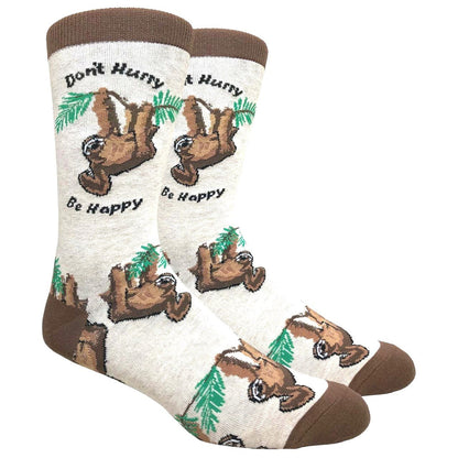 Don't Hurry, Be Happy Sloth Socks (Adult Large - Men's Shoe Sizes 8 - 12)